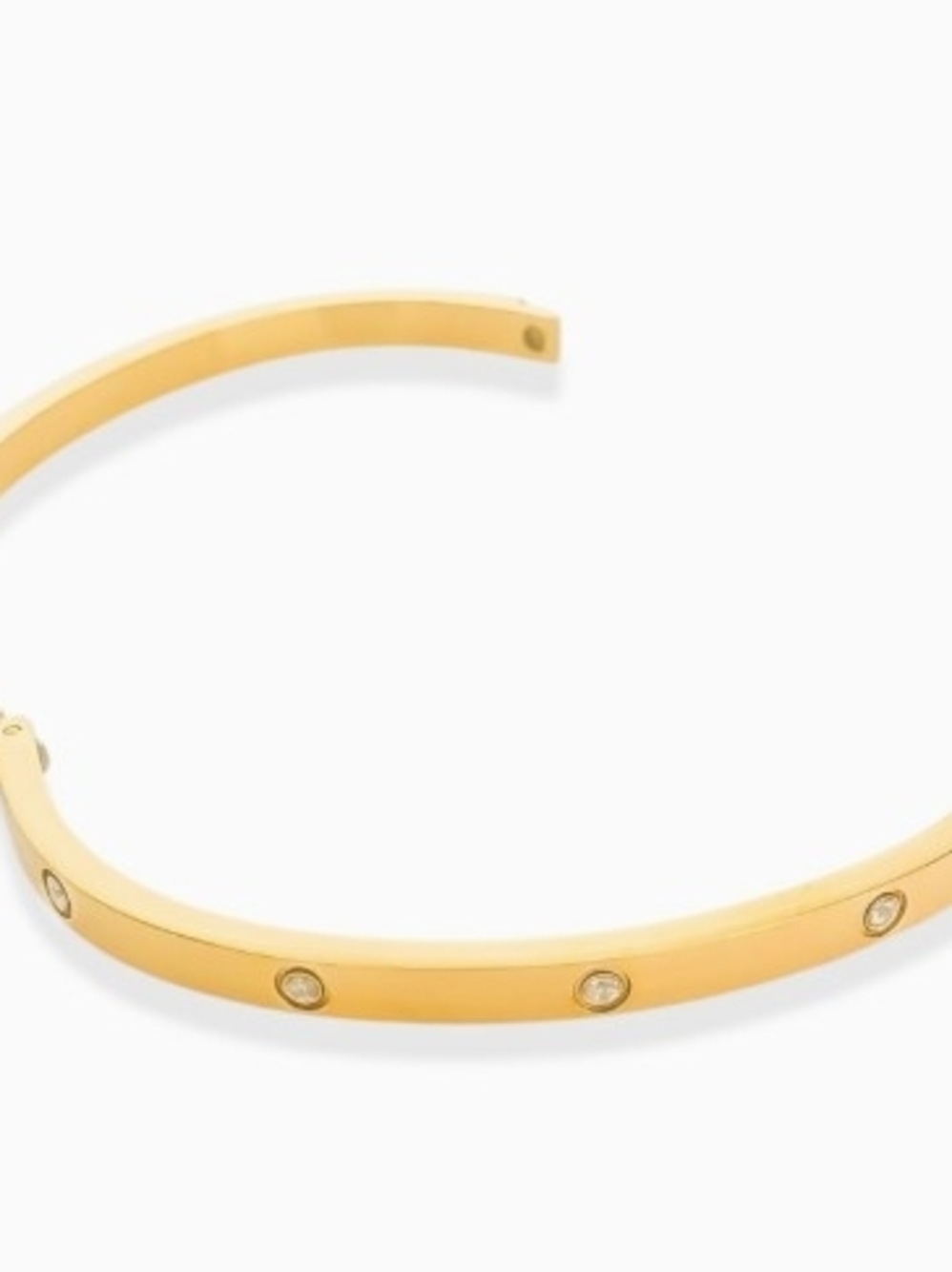 Gold Crystal-Accented Open Bangle Bracelet